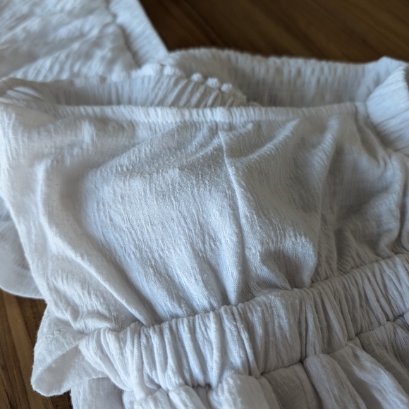 Free People Beach La La Maxi Dress V Neck Gauze Tiered Flutter Sleeve White L - Picture 15 of 16